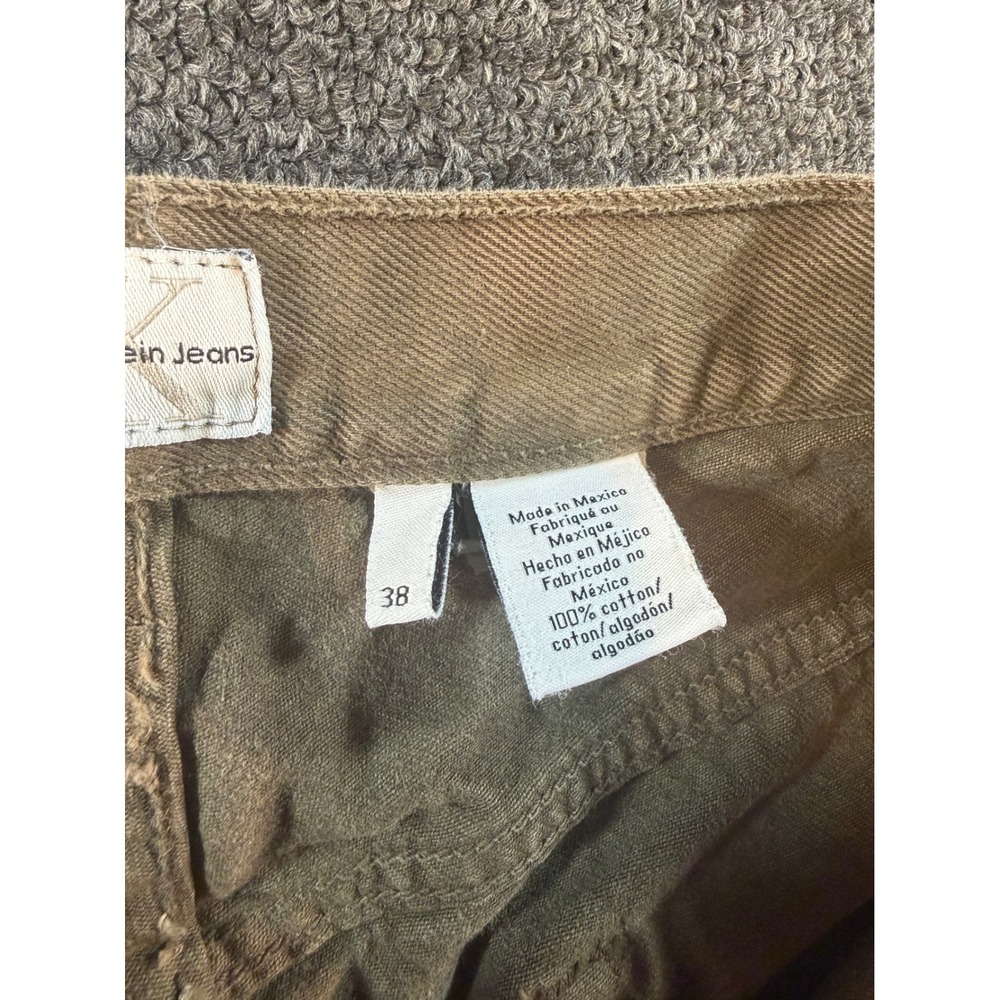 Calvin Klein Jeans Mens 38x29 Khaki Tan Cotton Straight Leg Denim Pants 0039 - Picture 6 of 8